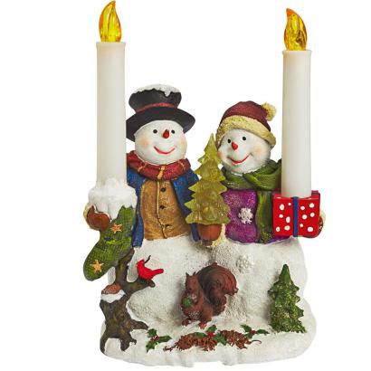 Schneemänner mit LED-Kerzen