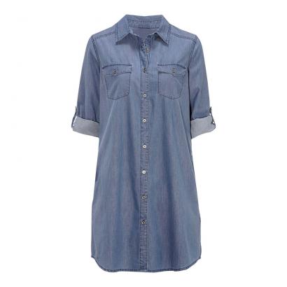Extralange Jeansbluse