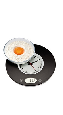 Digitale Küchenwaage mit Uhr