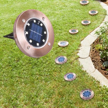Solar-Bodenleuchten in Kupferoptik