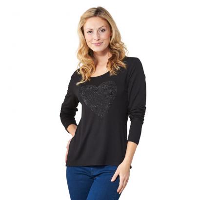 Langarm-Shirt mit Paillettenherz