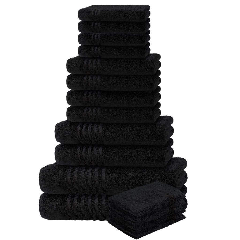 16-teiliges Handtuchset Casativo, Waschlappen, Gäste-, Hand-, Dusch- & Badetücher, schwarz 16-teiliges Handtuchset Casativo, Waschlappen, Gäste-, Hand-, Dusch- & Badetücher, schwarz