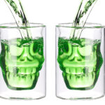 2er-Set doppelwandige Trinkgläser Totenkopf, spülmaschinenfest, 0,4 l