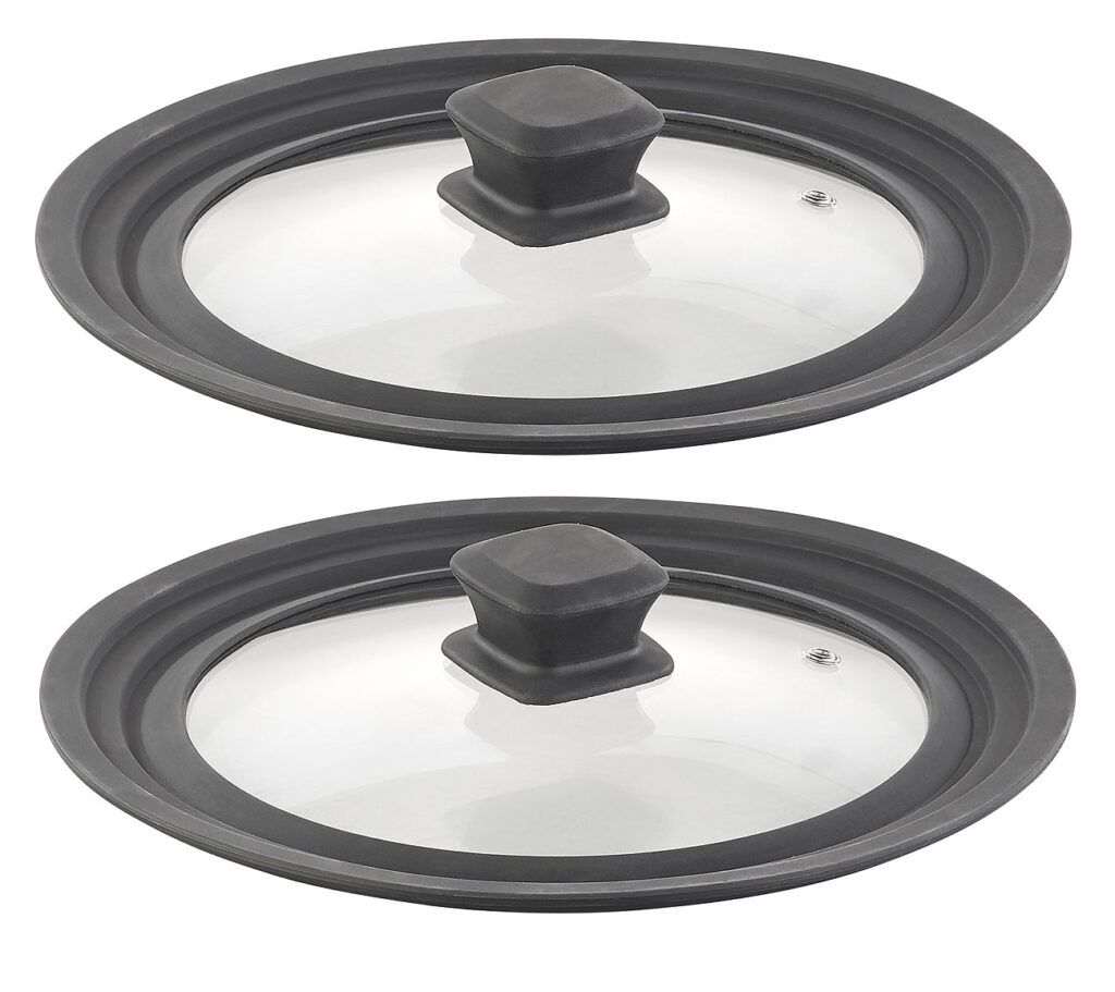 2er-Set Universal-Silikonrand-Glasdeckel für Ø 20 – 24 cm