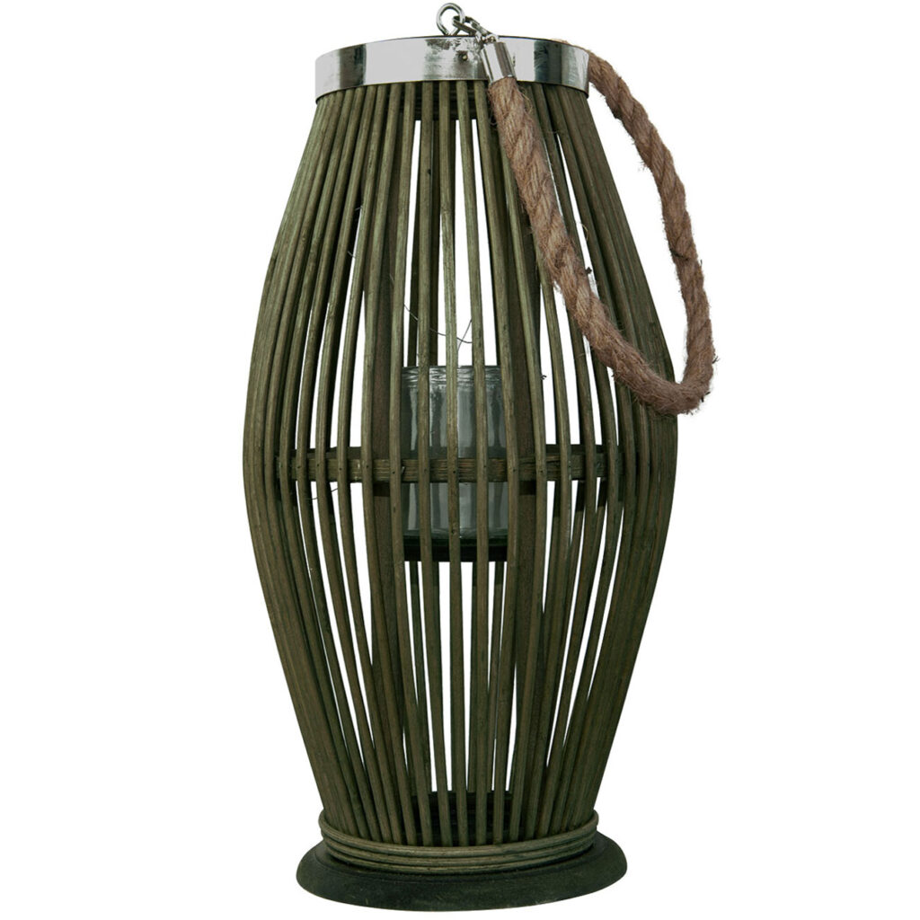 Laterne aus Bambus mit Windlicht aus Glas, grün, Ø 24 x Höhe 48 cm Laterne aus Bambus mit Windlicht aus Glas, grün, Ø 24 x Höhe 48 cm