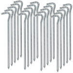 20er-Set XL-Stahl-Zelthaken für alle Bodenarten, 21 cm lang, 6 mm dick