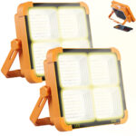 2er Set High Power Solar Akku Baustrahler mit integriertem Solarpanel