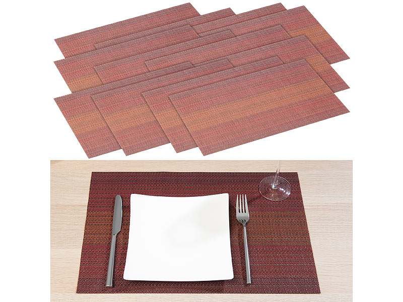 12er-Set abwaschbare PVC-Polyester-Tischsets, 45 x 30 cm 12er-Set abwaschbare PVC-Polyester-Tischsets, 45 x 30 cm