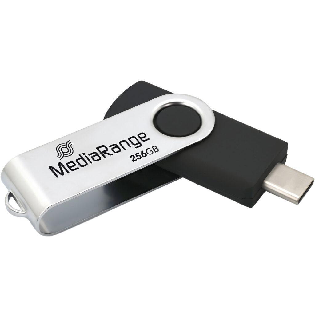 USB-Stick Typ-C, USB 3.2 Gen1, 256GB, schwarz-silber USB-Stick Typ-C, USB 3.2 Gen1, 256GB, schwarz-silber