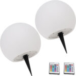 2er-Set LED-Leuchtkugel mit Fernbedienung, solarbetrieben, RGBW, 60 Lu, IP67, Ø 20 cm