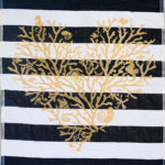 Jacquard Strandbadetuch mit goldenem Korallen-Print, 100% Baumwolle