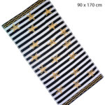 Jacquard-Strandbadetuch Streifen und goldene Seesterne, 100% Baumwolle, 90 x 170 cm