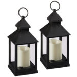 Laterne mit LED Deko Kerze, Windlicht, 2er-Set, 23 cm