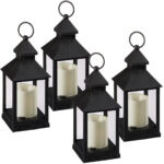 Laterne mit LED Deko Kerze, Windlicht, 4er-Set, 23 cm