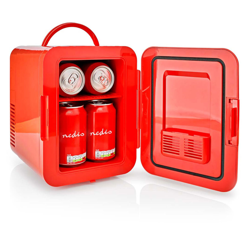 Mobiler Mini-Kühlschrank, tragbarer kleiner Kühlschrank, 4 l, 12 V DC, rot Mobiler Mini-Kühlschrank, tragbarer kleiner Kühlschrank, 4 l, 12 V DC, rot