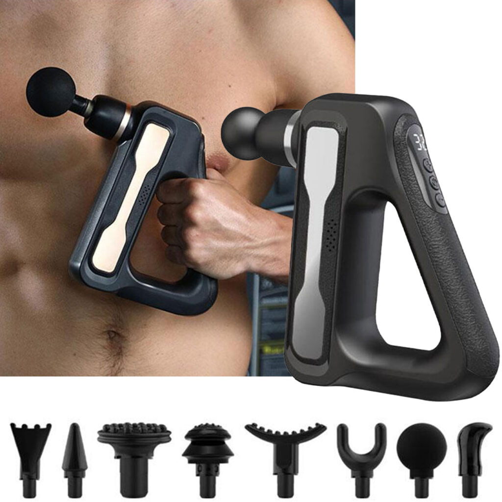 Massage-Pistole, leistungsstarker Motor, 8 Aufsätze, USB uvm. Massage-Pistole, leistungsstarker Motor, 8 Aufsätze, USB uvm.