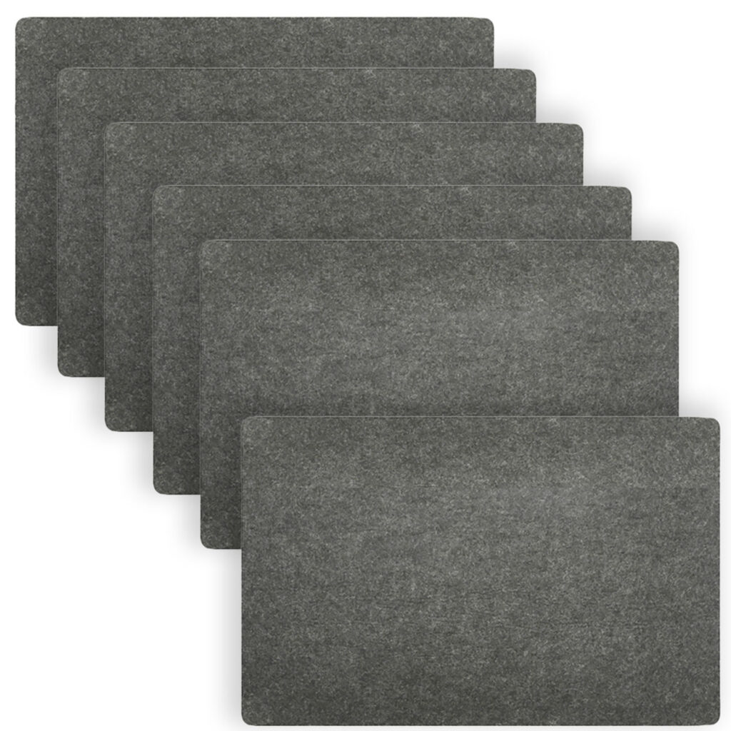 6er-Set Tischset aus Filz, dunkelgrau, rechteckiges Platzdeckchen, 45 x 30 cm 6er-Set Tischset aus Filz, dunkelgrau, rechteckiges Platzdeckchen, 45 x 30 cm