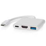 USB-C Hub, Multiport Adapter mit USB Typ-C, 4@30Hz HDMI, USB-A, 5 Gbps, weiss