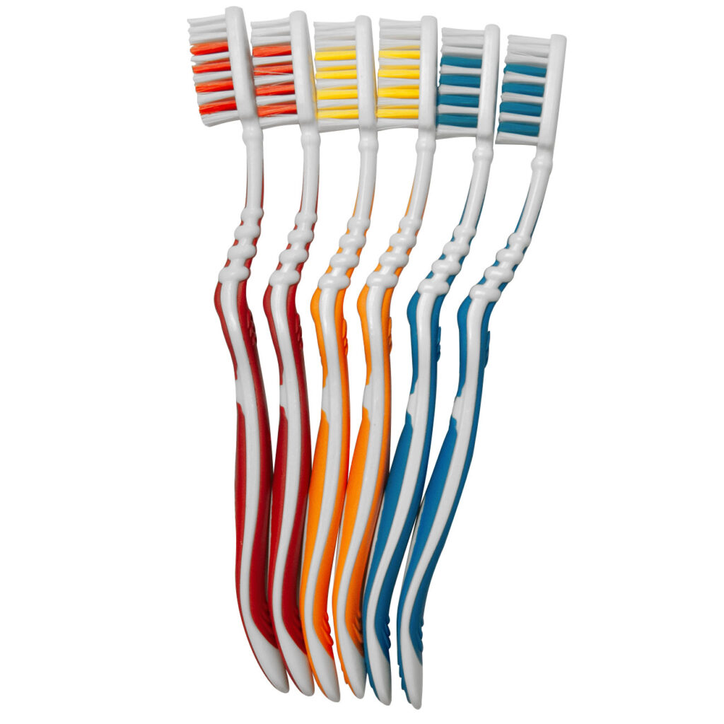 Zahnbürsten 6er-Set, 3 verschiedene Farben