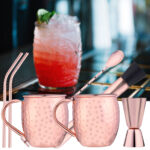 Cocktailset, 7tlg, rosa, Moscow Mule Becher