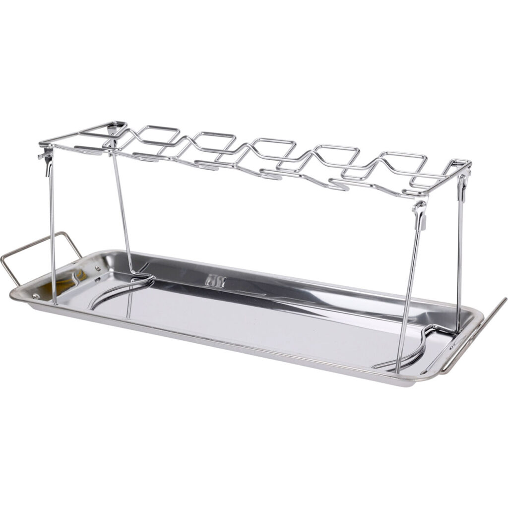 Grillhalter für Hähnchenschenkel, Auffangschale, Edelstahl Grillhalter für Hähnchenschenkel, Auffangschale, Edelstahl