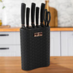 Design Messerset inkl. Messerblock, 7-teilig, schwarz-roségold