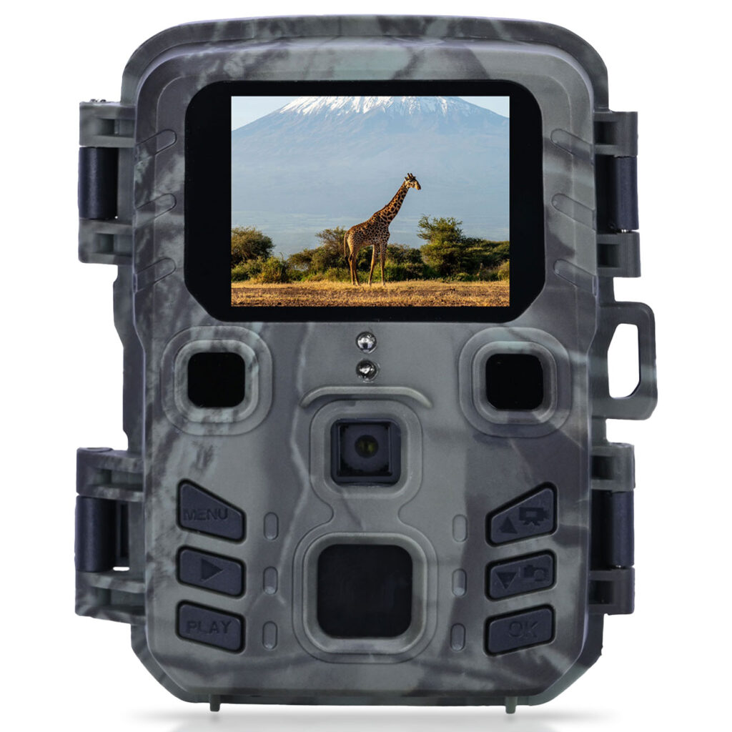 Kompakte Full-HD-Wildkamera mit Bewegungssensor und Nachtsicht, 15m Reichweite, IPX5 Kompakte Full-HD-Wildkamera mit Bewegungssensor und Nachtsicht, 15m Reichweite, IPX5
