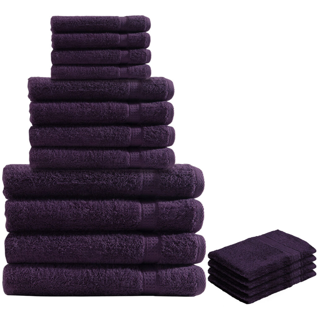 16-teiliges Handtuch-Set Frottee, je 4 Gäste-, Hand-, Badetücher & Waschlappen, aubergine 16-teiliges Handtuch-Set Frottee, je 4 Gäste-, Hand-, Badetücher & Waschlappen, aubergine