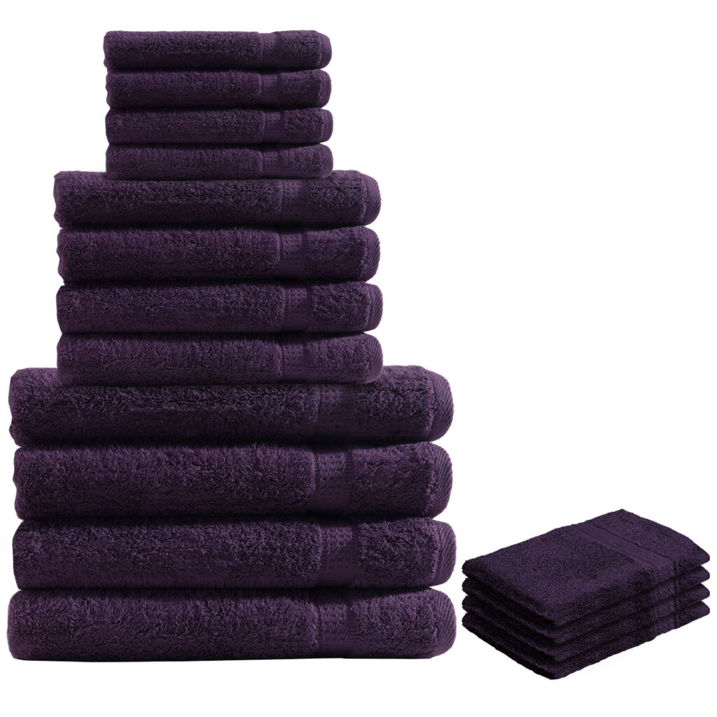 16-teiliges Handtuch-Set Frottee, je 4 Gäste-, Hand-, Duschtücher & Waschlappen, aubergine 16-teiliges Handtuch-Set Frottee, je 4 Gäste-, Hand-, Duschtücher & Waschlappen, aubergine
