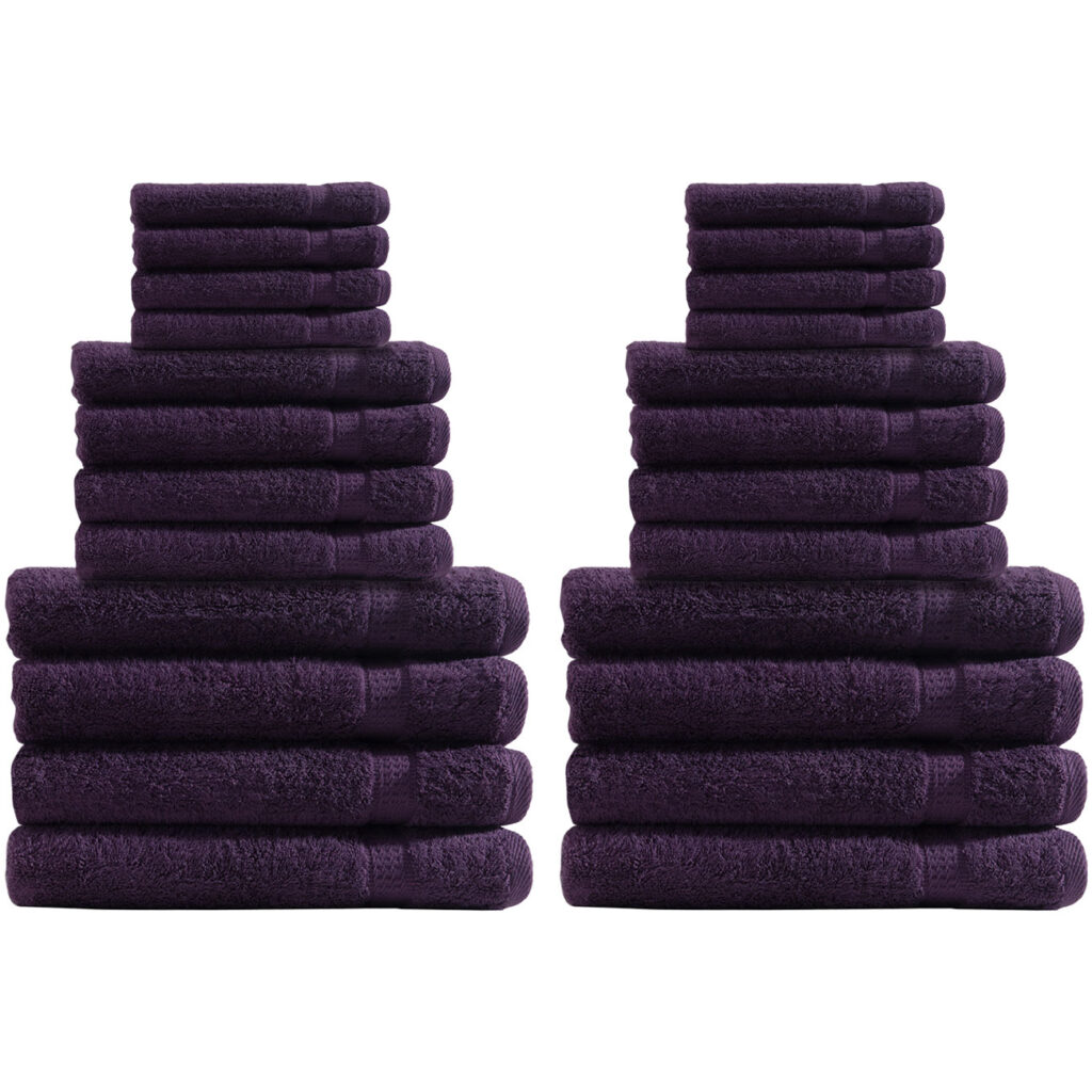Handtuchset 24-teilig, je 8 Gäste-, Hand- und Badetücher, 100% Baumwolle, aubergine Handtuchset 24-teilig, je 8 Gäste-, Hand- und Badetücher, 100% Baumwolle, aubergine