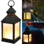 LED-Laterne mit Flammeneffekt, schwarz