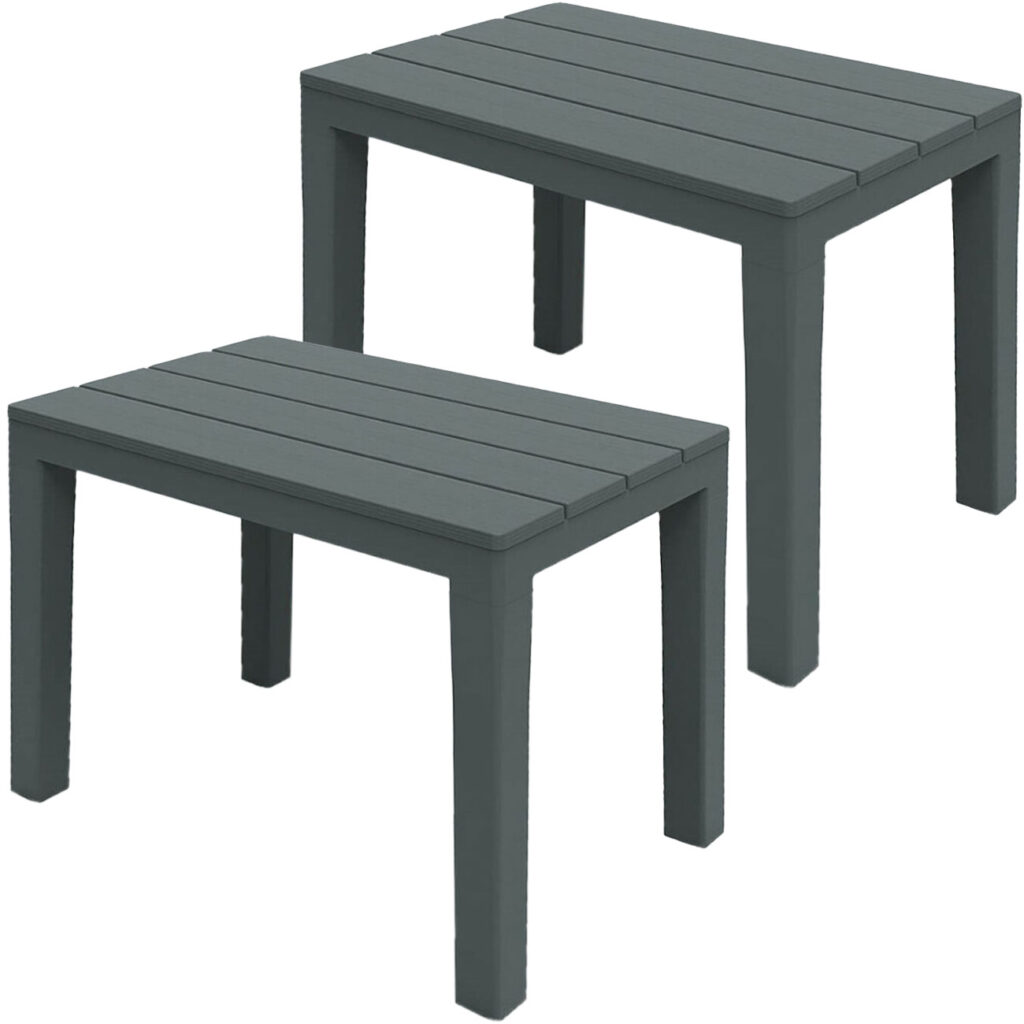 2er-Set Garten- und Balkon-Beistelltisch, grau, 60 x 45 x 39 cm 2er-Set Garten- und Balkon-Beistelltisch, grau, 60 x 45 x 39 cm