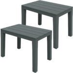 2er-Set Garten- und Balkon-Beistelltisch, grau, 60 x 45 x 39 cm