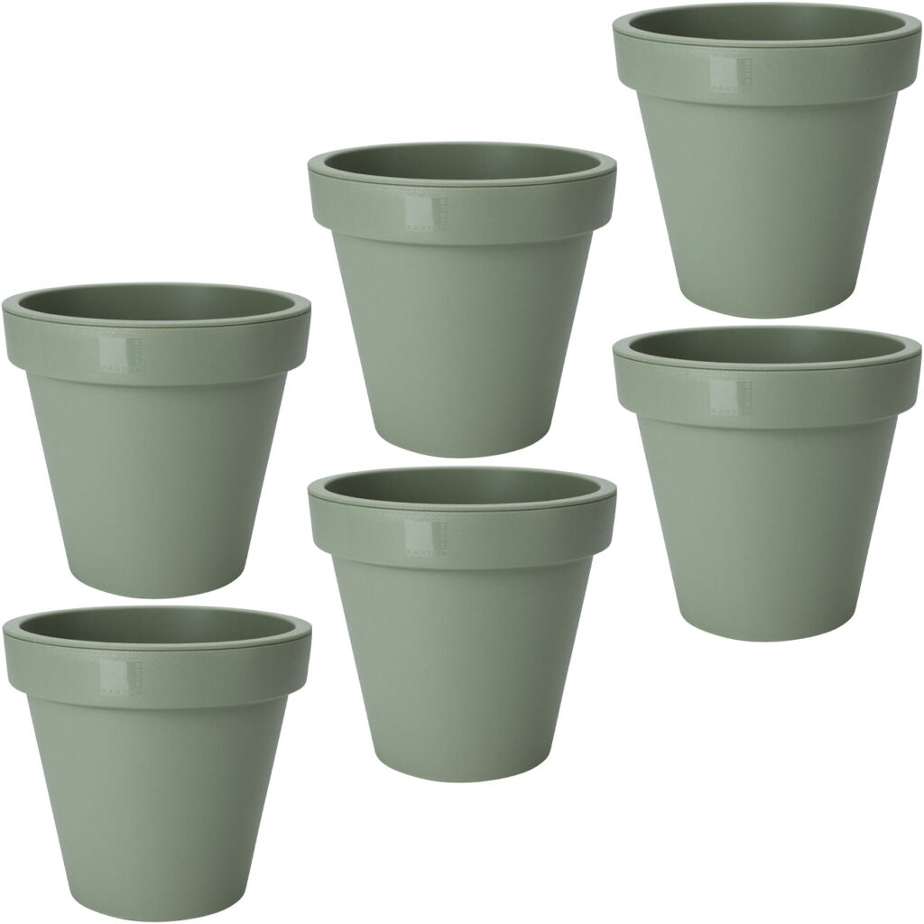6er-Set Blumentopf rund, grün, Pflanztopf aus 100% recyclebarem Kunststoff, Ø 25 cm 6er-Set Blumentopf rund, grün, Pflanztopf aus 100% recyclebarem Kunststoff, Ø 25 cm