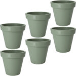 6er-Set Blumentopf rund, grün, Pflanztopf aus 100% recyclebarem Kunststoff, Ø 25 cm