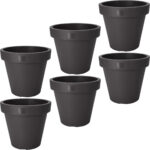 6er-Set Blumentopf rund, anthrazit, Pflanztopf aus 100% recyclebarem Kunststoff, Ø 30 cm