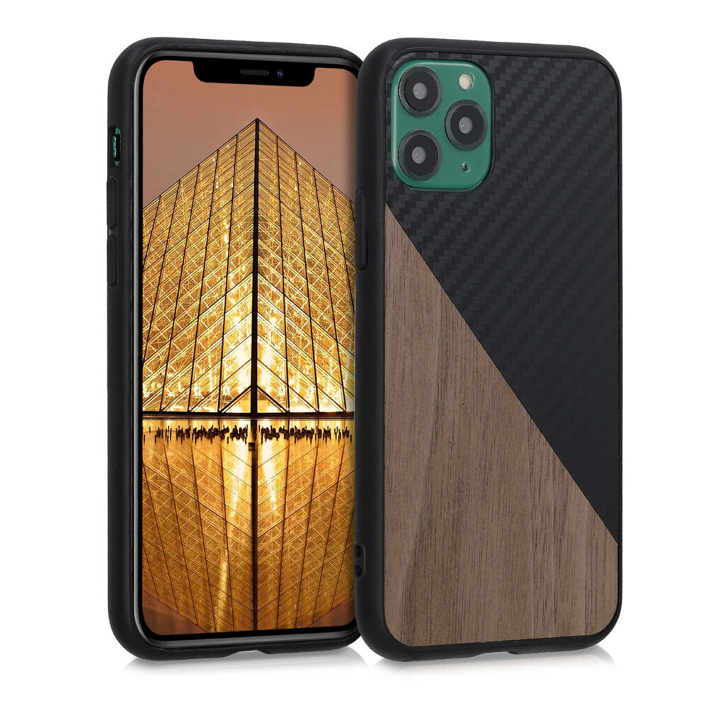 Schutzhülle für iPhone 11 Pro, aus Holz, Schwarz und Dunkelbraun Schutzhülle für iPhone 11 Pro, aus Holz, Schwarz und Dunkelbraun