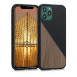 Schutzhülle für iPhone 11 Pro, aus Holz, Schwarz und Dunkelbraun
