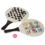 5-teiliges Schläger-Spiele-Set, mit Spielsteinen, Ball, Würfel und Schachfiguren