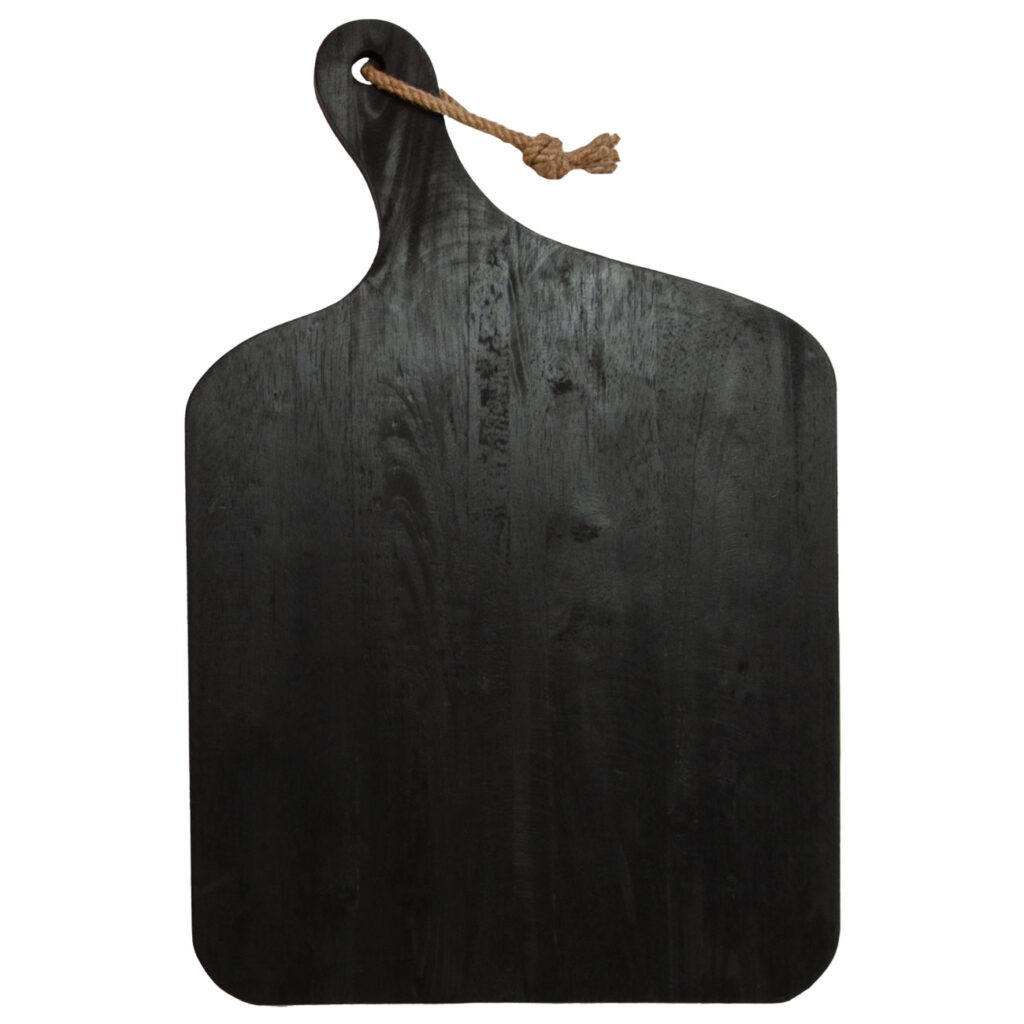Schneide- und Servierbrett aus Kautschukholz, schwarz, 57 x 38 x 2 cm