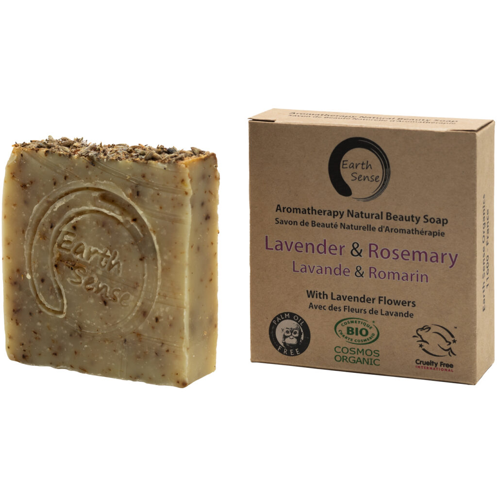 Handgemachte Bio-Seife mit Lavendel und Rosmarin, Naturseife ohne Palmöl, Vegan Handgemachte Bio-Seife mit Lavendel und Rosmarin, Naturseife ohne Palmöl, Vegan