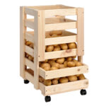 Kartoffelkiste aus Kiefernholz, mit Rollen, 30 x 52,5 x 30 cm