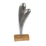 Aufsteller Herz aus Aluminium auf Mangoholz-Sockel, 10 x 28 x 5 cm