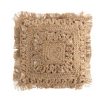 Kissenhülle aus Jute und Baumwolle, mit Fransen, braun, 45 x 45 cm