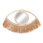 Spiegel mit Bambusrahmen und Bastfransen, Augenspiegel, beige, braun, 62 x 41 cm
