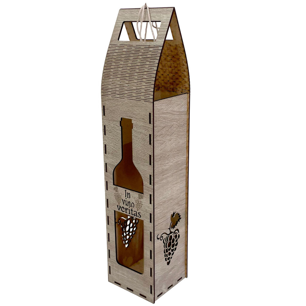 Weingeschenkbox aus Holz, Hellbraun, 50 x 10 cm