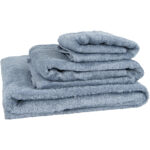 3-teiliges Hand- und Badetuch-Set aus 70% Holzfasern, taubenblau