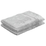 2er-Set Waschhandschuhe Casativo aus 100% Baumwolle, Waschlappen mit Schlaufe, silber