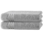 2er-Set Gästetücher Casativo, 30 x 50 cm, 100% luxuriöse Baumwolle, mit Bordüre, silber