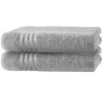 2er-Set Handtücher Casativo, 50 x 100 cm, 100% luxuriöse Baumwolle, mit Bordüre, silber
